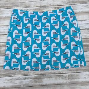 Loudmouth Golf Bodega Bay Seagull Skort Women's Size 8 Blue Bird Print Skirt